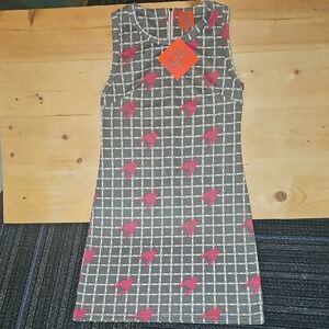 Tracy Negoshian Gray and Pink Geometric Mini Dress